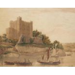 ENGLISH SCHOOL, EARLY 19TH CENTURY, ROCHESTER CASTLE, watercolour, 34.5 x 44cm++Closed tear lower