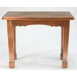 AN OAK SIDE TABLE ON SQUARE TAPERING LEGS, C1930'S, 84CM H; 107 X 55CM