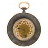 A SWISS GUNMETAL AND GOLD KEYLESS LEVER WATCH, EARLY 20TH C 4.4mm diam++Watch in working order minor