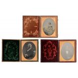 VICTORIAN PHOTOGRAPHY. THREE AMBROTYPES, C1870 portraits of ladies and a gentleman, half length, one