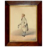 ENGLISH SCHOOL, 1835 PORTRAIT OF A MAN IN A SMOCK full length, his hat in his right hand,