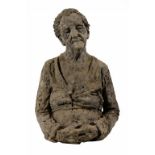 PATRICK O'SULLIVAN (1940-2015) BUST OF AN ELDERLY LADY 73cm h, fibre/composition, lead grey