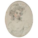 JOHN DOWNMAN, ARA (1750-1824) MARY ISABELLA, DUCHESS OF RUTLAND watercolour, oval, 19.5 x 15cmMary