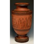 AN ETRUSCAN STYLE TERRACOTTA DAHLKE'S PATENT SILICATED CARBON WATER FILTER AND COVER, C1861 with