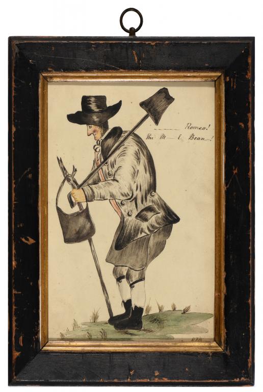 ENGLISH NAIVE ARTIST, EARLY 19TH C 'ROMEO' signed with initials (MDB) and inscribed, ink and