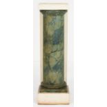 A GREEN AND WHITE PAINTED FAUX MARBLE PILASTER, 20TH C on rectangular plinth, 110cm h; 27 x 31cm++
