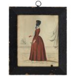 JOSEPH KERRY OF NOTTINGHAM, 19TH C PORTRAIT OF A LADY full length in profile in an interior,