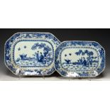 A GRADUATED PAIR OF CHINESE EXPORT PORCELAIN BLUE AND WHITE 'JUMPING BOY' DISHES, C1760-70 27 and