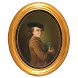 FOLLOWER OF NICOLAS BERNARD LEPICIE THE YOUNG ARTIST pastel, oval, 32 x 24.5cm++Good condition,