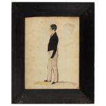 ENGLISH SCHOOL, 19TH C PORTRAIT OF A SCHOLAR full length in profile, ink and watercolour, 24.5 x