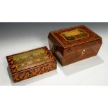 A REGENCY TUNBRIDGE OR BRIGHTON WHITEWARE FAUX TORTOISESHELL PAINTED BOX, C1820 the lid applied with