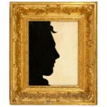 ENGLISH PROFILIST, EARLY 19TH C LIFE SIZE SILHOUETTE OF THE HEAD OF LORD BYRON cut paper, 30 x 23cm,
