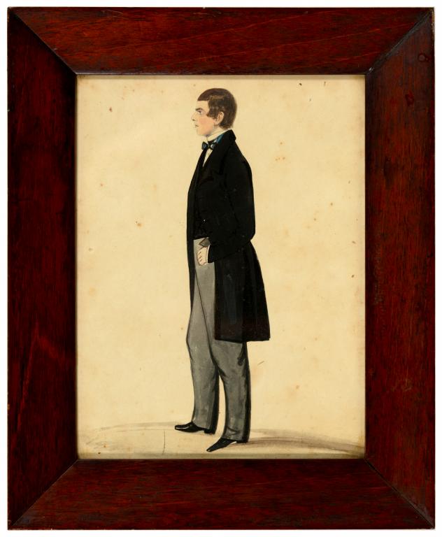 JOSEPH KERRY OF NOTTINGHAM, 19TH C PORTRAIT OF A GENTLEMAN full length in profile, signed verso