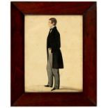 JOSEPH KERRY OF NOTTINGHAM, 19TH C PORTRAIT OF A GENTLEMAN full length in profile, signed verso