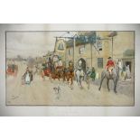 CECIL CHARLES WINDSOR ALDIN, GREAT NORTH ROAD - THE BELL AT STILTON, LITHOGRAPH IN COLOUR, PUBLISHED