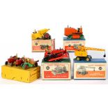 FOUR DINKY SUPERTOYS, COMPRISING BLAW KNOX BULLDOZER 561, DUMPER TRUCK 562, HEAVY TRACTOR 563 AND