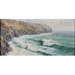 S. HAWKEY, PERRANPORTH CORNWALL, SIGNED, OIL ON CANVAS, 44 X 90CM