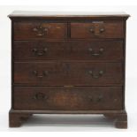 A VICTORIAN OAK CHEST OF DRAWERS, 97CM H; 103 X 50CM