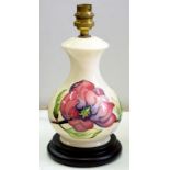 A MOORCROFT CLEMATIS LAMP, 20CM H EXCLUDING FITMENT