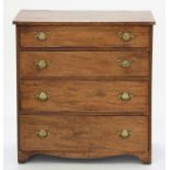 A VICTORIAN INLAID MAHOGANY CHEST OF DRAWERS, 73CM H; 72 X 44CM