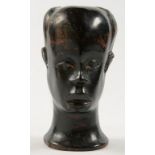 TRIBAL ART. AN EAST AFRICAN CARVED HARDWOOD HEAD, 22CM H