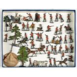 TOY SOLDIERS. A QUANTITY OF CAST AND PAINTED LEAD ALLOY 'FLATS', WITH ACCESSORIES AND TREES, ETC,