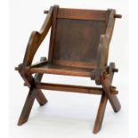 A VICTORIAN OAK GLASTONBURY CHAIR, 78CM H