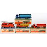 FOUR DINKY TOYS AND SUPERTOYS, COMPRISING FIRE ENGINE 555, FODEN 14 TON TANKER 504, BEDFORD