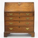 A GEORGE III OAK BUREAU, 117CM H; 93 X 49CM