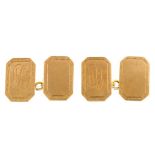 A PAIR OF 9CT GOLD MONOGRAMMED CUFFLINKS, BIRMINGHAM 1948, 8.5G++LIGHT SCRATCHES CONSISTENT WITH