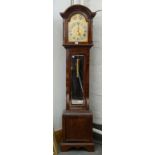 AN EDWARDIAN MAHOGANY LONGCASE CLOCK, WITH ENGRAVED BRASS AND SILVERED DIAL, CHIME, SILENT, ST