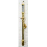 A BRASS SHIP'S STICK BAROMETER WITH BRACKET, INSCRIBED K.D.J.S.C 16/22 DEJOKA LONDON, 92CM