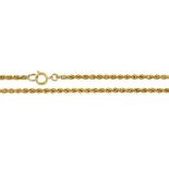 A GOLD ROPE NECKLACE, MARKED 9CT, 17G++LIGHT WEAR CONSISTENT WITH AGE