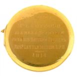 AN ENGRAVED GOLD WATCH CASE BACK, MARKED 18K, 5.5G++GENERAL WEAR CONSISTENT WITH AGE