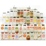 A QUANTITY OF UNUSUALLY SHAPED AND SIZED GLASS SWEET SHOP JARS, WITH STANDARD GLASS SHOP SWEET JARS,