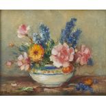 †OWEN BOWEN, ROI (1873-1967) A VASE OF ANEMONES; FLOWERS IN A WHITE BOWL a pair, both signed with