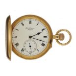 AN ENGLISH 18CT GOLD KEYLESS LEVER HUNTING CASED WATCH J W BENSON'S THE LUDGATE No 18669 with