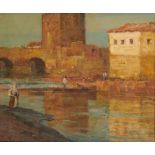 ALBERT MOULTON FOWERAKER, RBA (1873-1942) RIVER SCENE signed, oil on canvas laid on board, 28 x