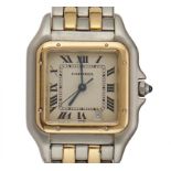 A CARTIER BI-METAL WRISTWATCH PANTHERE Ref 183949, quartz movement, maker's bracelet, numbered on