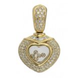 A DIAMOND PENDANT of heart shape and pavé set with round brilliant and trapeze cut diamonds,