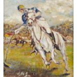 BRITISH SCHOOL, 1983 POLO signed with initials (JK) and dated, oil on panel, 29.5 x 27cm++In good