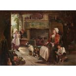 KATHERINE (KATE) WESLEY GRAY, NEE NEWENHAM (1840-1918) A FRIENDLY WELCOME signed, oil on canvas,