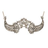 A DIAMOND NECKLET with cushion shaped and other old cut and rose cut diamonds, articulated, on