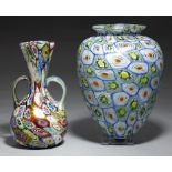 A VENETIAN MURRINE VASE AND LAMPSHADE, EARLY 20TH C 17.5 and 19cm h++Both in good condition