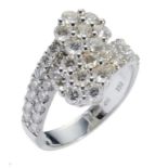 A DIAMOND RING pavé set in 18ct white gold, Birmingham, apparently no date letter, 5.7g, size L½++