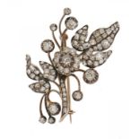 A DIAMOND SPRAY BROOCH, LATE 19TH C with old cut diamonds, mounted in silver and gold, 4.8cm, 9g++