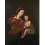 ITALIAN SCHOOL MADONNA AND CHILD oil on canvas, 78 x 59cm++Extensive old overpainting, support lined