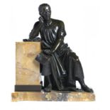 A FRENCH BRONZE STATUETTE OF CICERO CONTEMPLATING THE CATILINARIAN ORATIONS, 19TH C rich brown