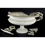 A REGENCY GRAND TOUR STATUARY MARBLE VASE, C1800-20 of campana shape with entwined serpent