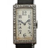 AN ART DECO DIAMOND COCKTAIL WATCH, C1930, BRILLIANT CUT diamondS APPROX 0.46CT, rectangular